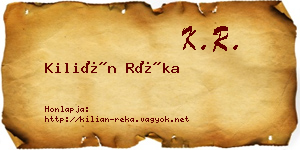 Kilián Réka névjegykártya